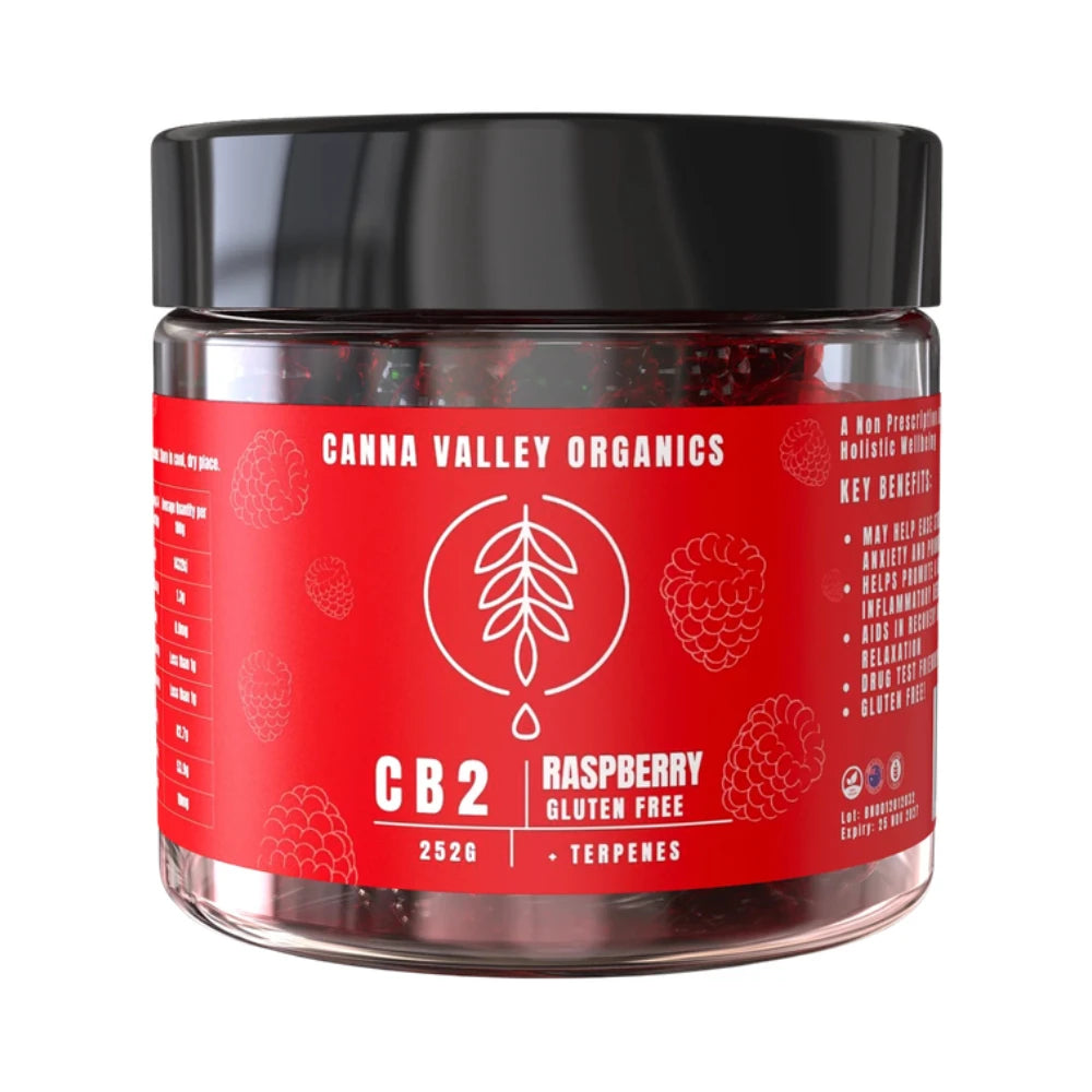 Canna Valley Organics Gluten-free Raspberry CB2 Gummies