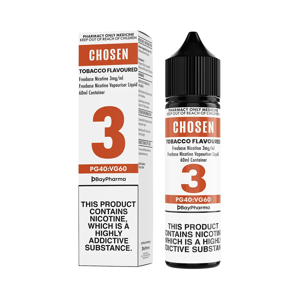 Chosen Tobacco 60mL - Nicotine Freebase, 3mg/mL (Liquid)