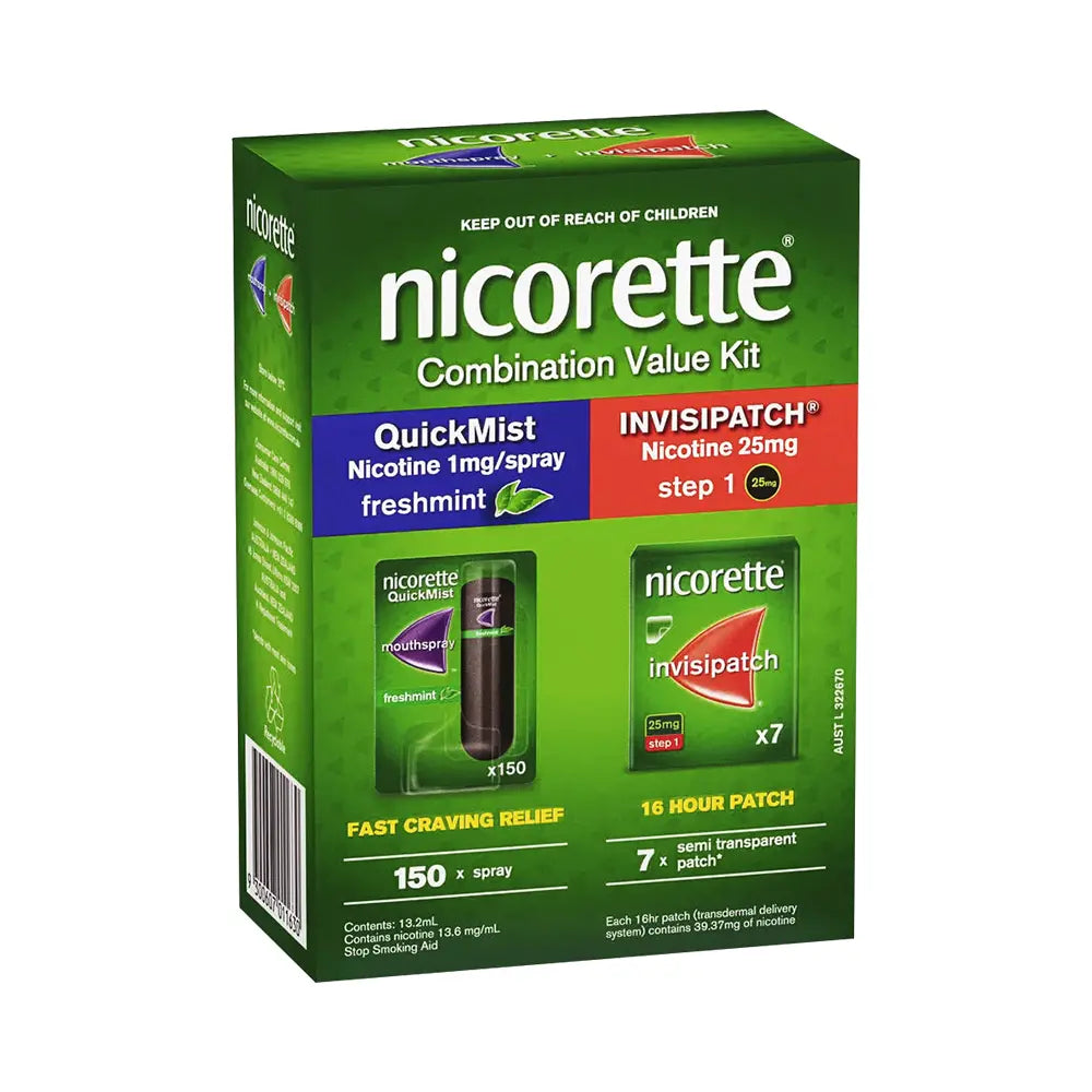 Nicorette Combination Value Kit ‚ QuickMist 1mg - Invisipatch 25mg Smoking Cessation kit
