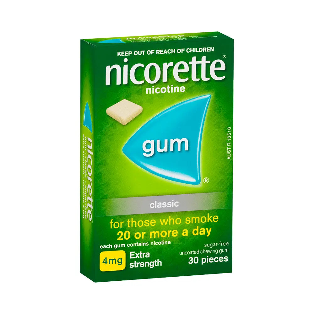 Nicorette Quit Smoking Extra Strength Nicotine Gum Classic, 30 pieces (4mg).