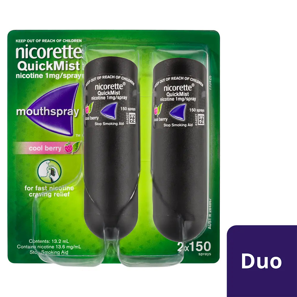 Nicorette Quit Smoking QuickMist Nicotine Mouth Spray Cool Berry‚ 150 Sprays (Double) (Smoking Cessation)
