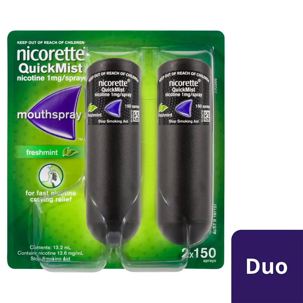 Nicorette Quit Smoking QuickMist Nicotine Mouth Spray Freshmint ‚ Twin Pack 150 Sprays (Smoking Deterrents)