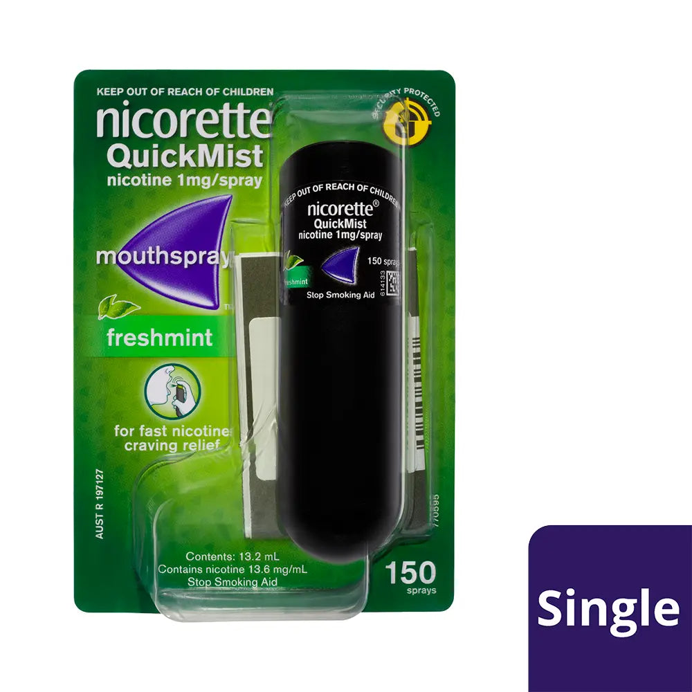 Nicorette Quit Smoking QuickMist Nicotine Mouth Spray Freshmint ‚ 150 Sprays (Single) (Smoking Deterrents)
