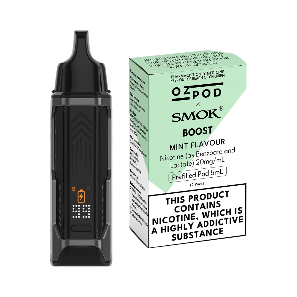 OZ POD x SMOK Boost Device and Pre-Filled Mint Pod Bundle Front 20mg