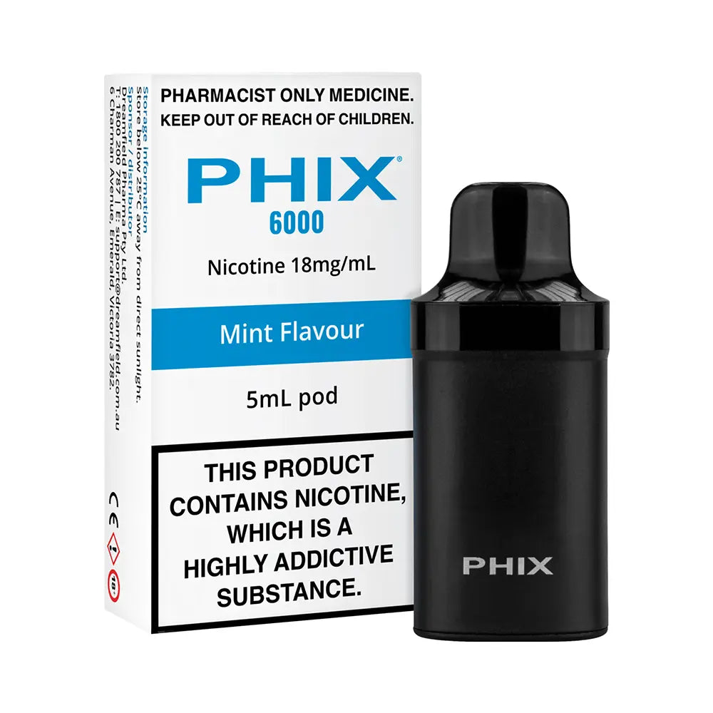 PHIX 6000 Mint Pod 5mL - Nicotine Salt ‚ 18mg/mL Vape Pre-Filled pods