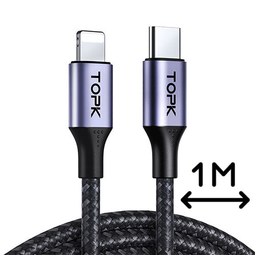 TOPK AP10 Lightning Type-C Charge n Sync iPhone Cable, 1M (Chargers & Cables)