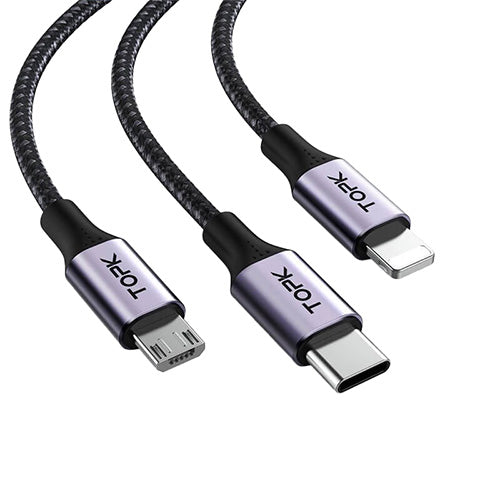 TOPK AS10 3 in 1 Micro USB Type-C Lightning Cable (Chargers & Cables)