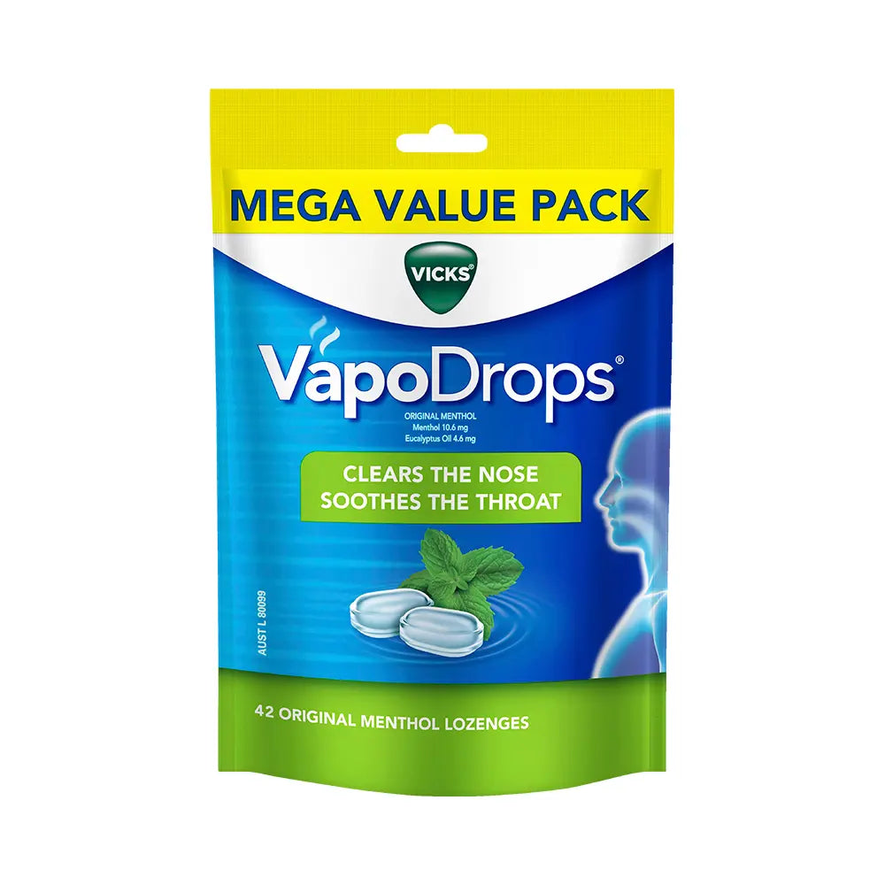 Vicks VapoDrops Original Menthol Cough Cold Lozenges ‚ 42 Lozenges (Cold & Flu)