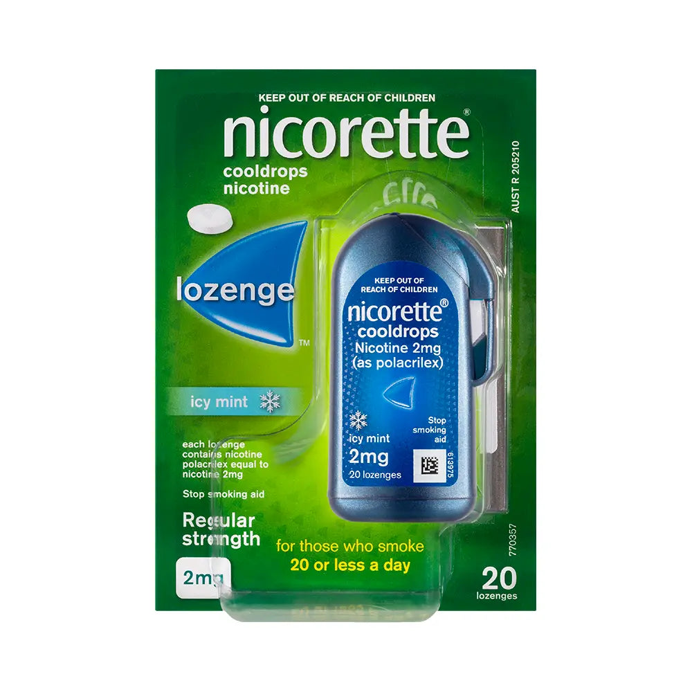 Nicorette Quit Smoking Regular Strength Cooldrops Nicotine Lozenge Icy Mint ‚20 Pack (2mg) (Smoking Deterrents)