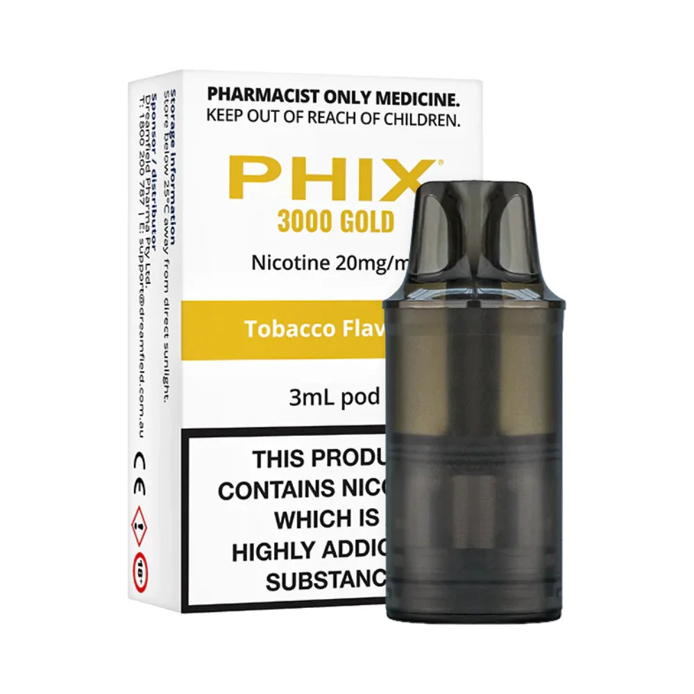 PHIX 3000 Gold Tobacco 20mg pre-filled pods
