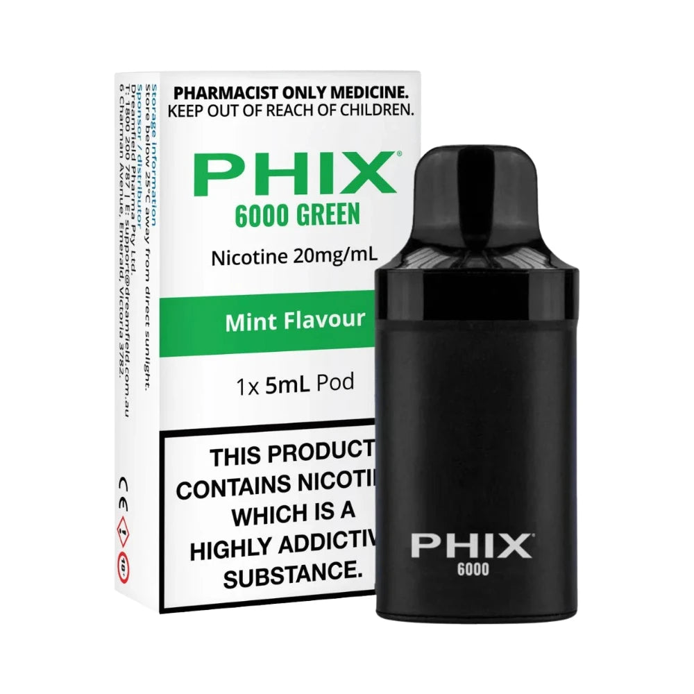 PHIX 6000 Green Mint 20mg pre-filled pods