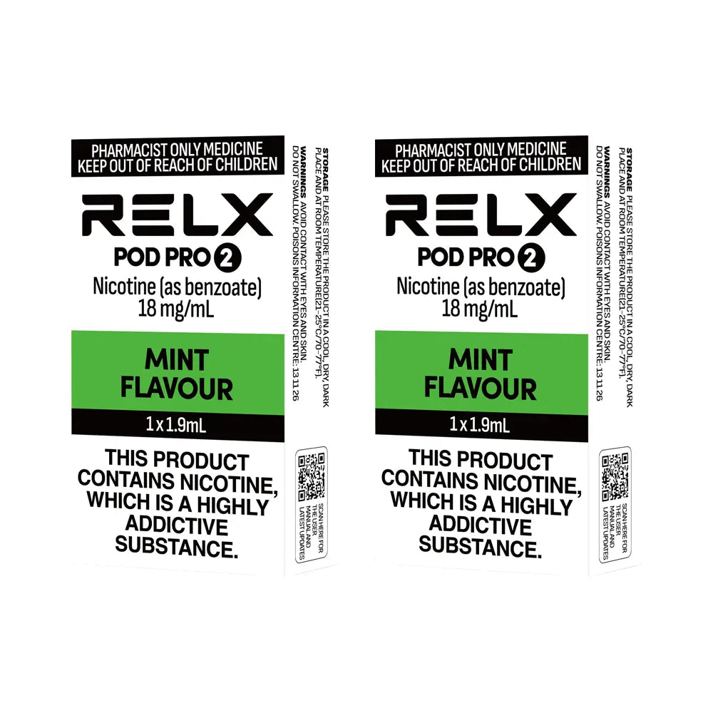 Relx Pod Pro 2 replacement pods Mint flavour in 18mg