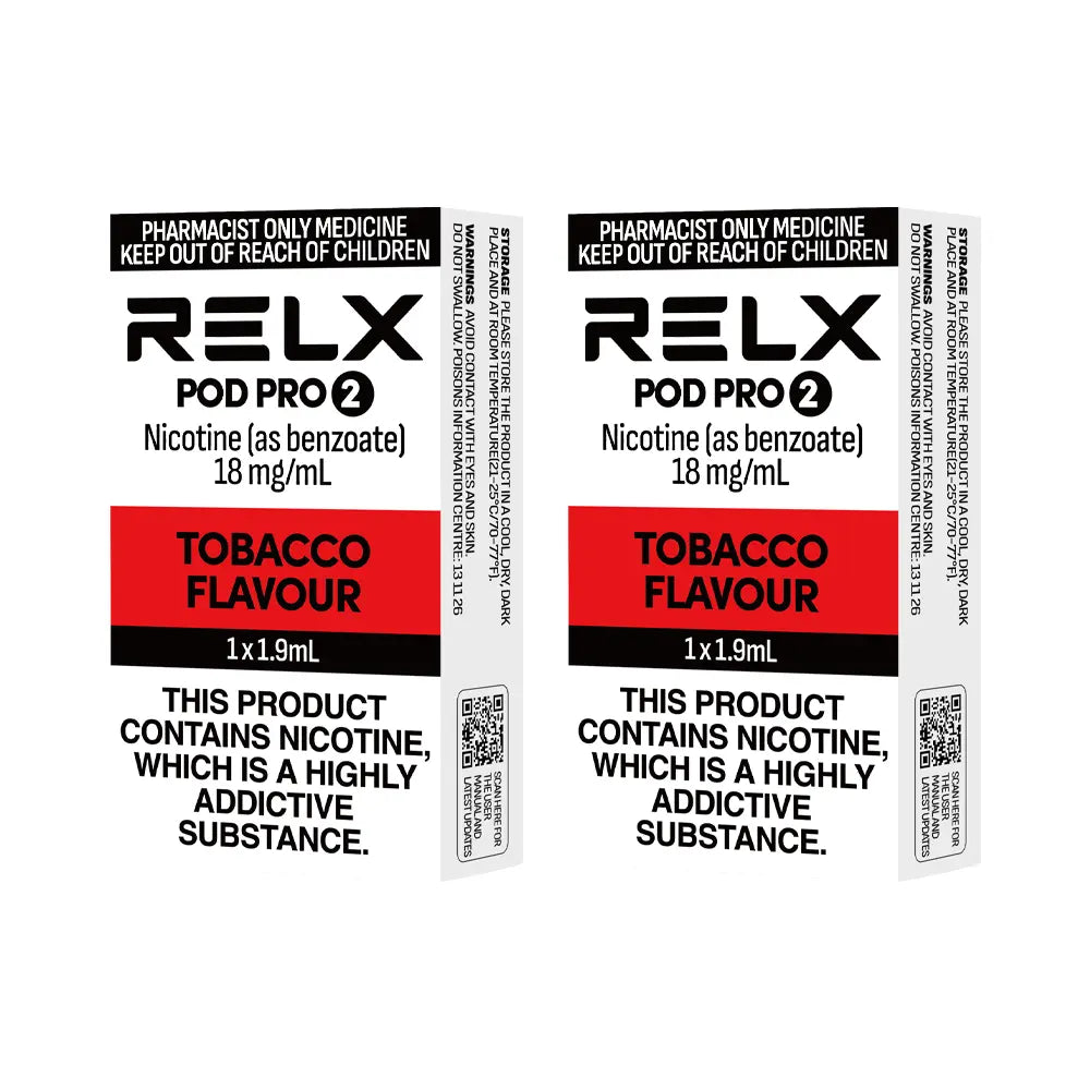 Relx Pod Pro 2 replacement pods Red Tobacco flavour in 18mg 2 Pack