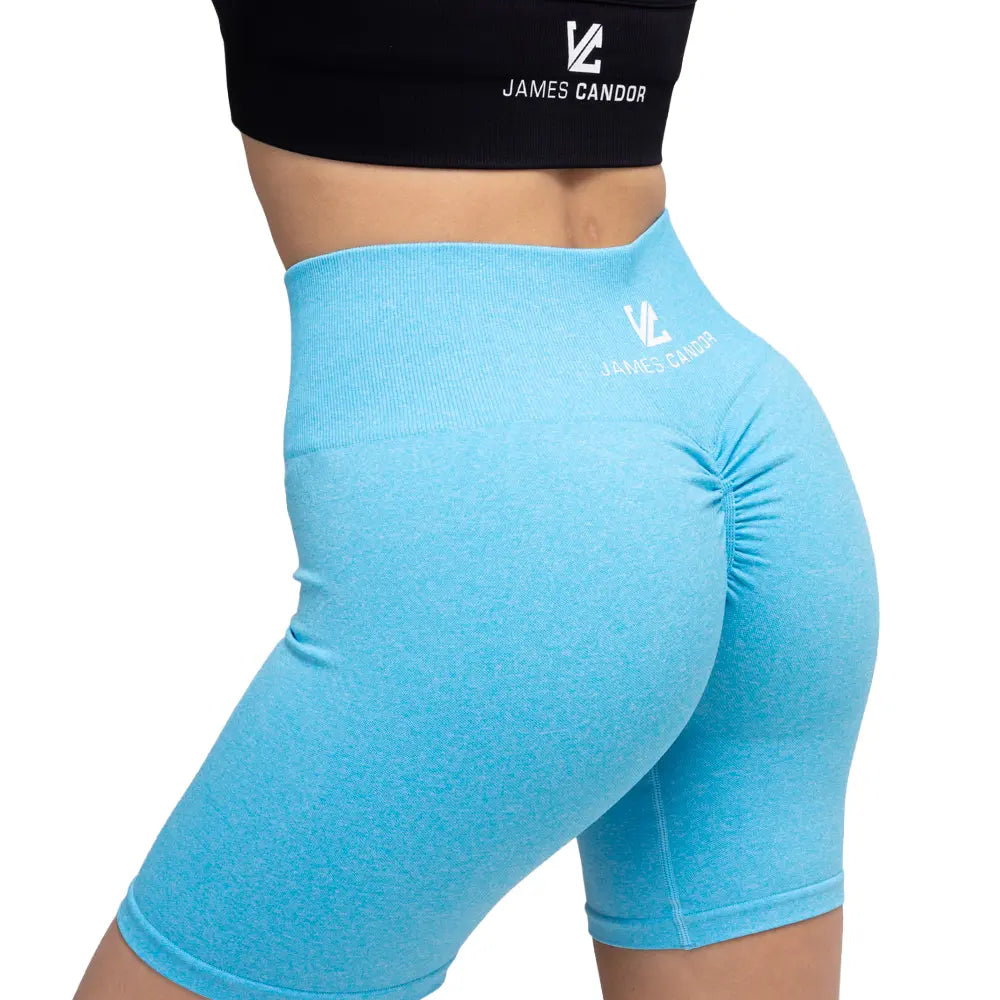 Seamless Scrunch Booty Shorts, Caribbean Blue, Activewear