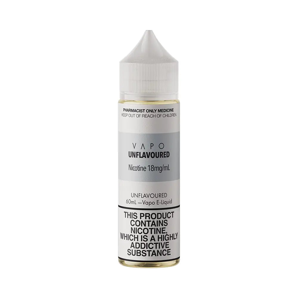 Vapo Unflavoured 60mL - Nicotine Freebase | Pharmacy World Australia